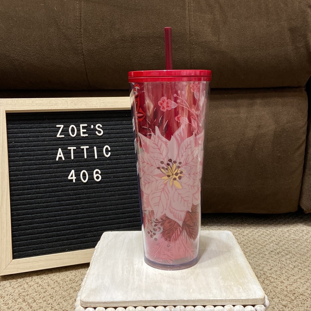 Starbucks RED MARBLE ENCHANTED FOREST PEARL FLORAL 24oz Tumbler